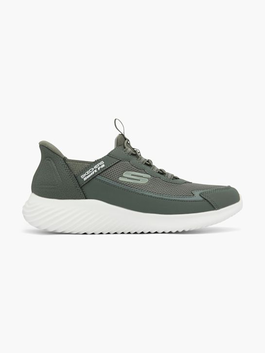 skechers bounder swift fit slip-on trainer olive deichmann