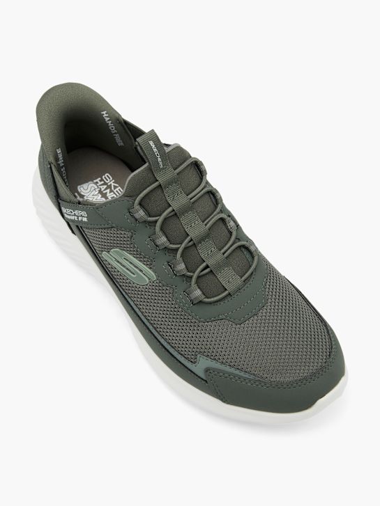skechers bounder swift fit slip-on trainer olive deichmann