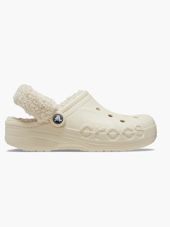 crocs baya lined fuzz strap clog beige deichmann