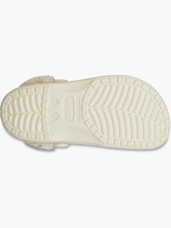 crocs baya lined fuzz strap clog beige deichmann