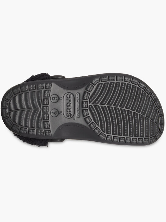 crocs baya lined fuzz strap clog black deichmann