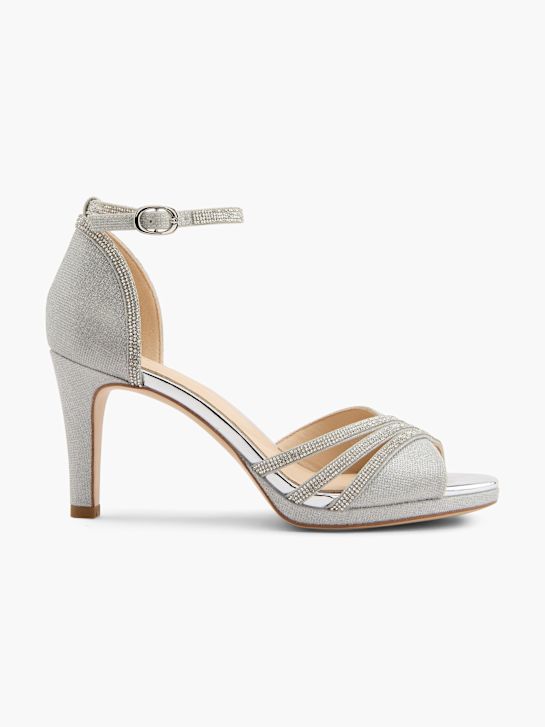 catwalk heeled sandal silver deichmann