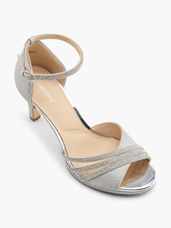 catwalk heeled sandal silver deichmann