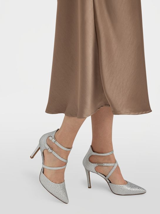 catwalk strapped heel silver deichmann