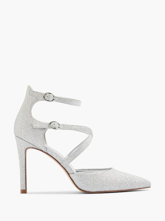 catwalk strapped heel silver deichmann