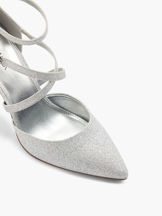 catwalk strapped heel silver deichmann
