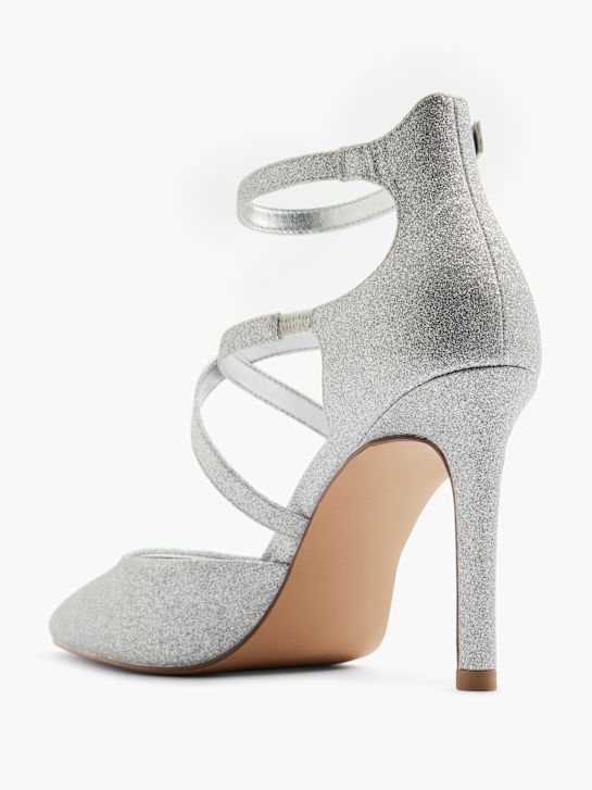 catwalk strapped heel silver deichmann