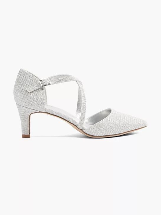 catwalk strapped heel silver deichmann