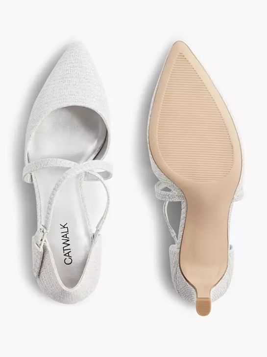 catwalk strapped heel silver deichmann
