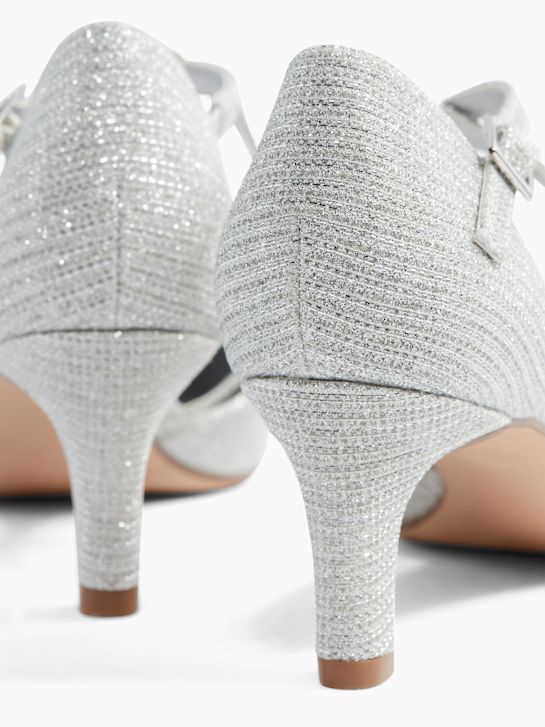 catwalk strapped heel silver deichmann