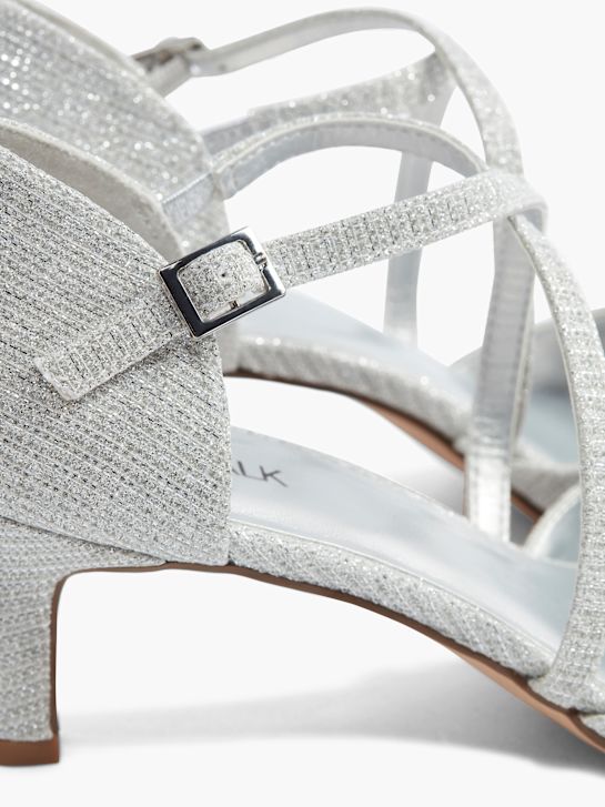 catwalk strapped heel silver deichmann