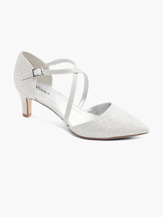 catwalk strapped heel silver deichmann