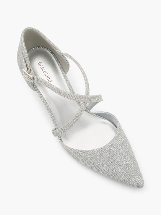 graceland strapped heel silver deichmann